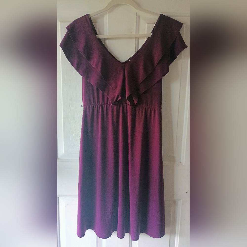 Maternity Jessica Simpson Plum Ruffle Dress